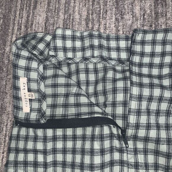 Copper Key Womens Size XL Wrap Skirt Green Black Plaid Side Tie Zip Closure NWT - Picture 8 of 8